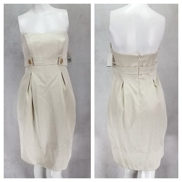 NEW David's Bridal 6 Strapless Metallic Crepe Cocktail Dress - Picture 1 of 13